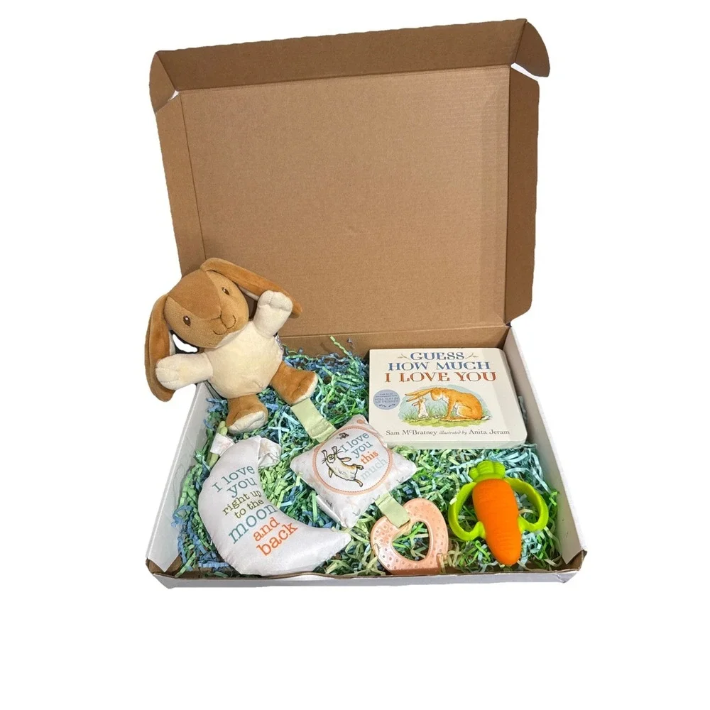 Unisex Baby Shower Gift Box Guess How Much I Love You Book, Plush & Crinkle Toys